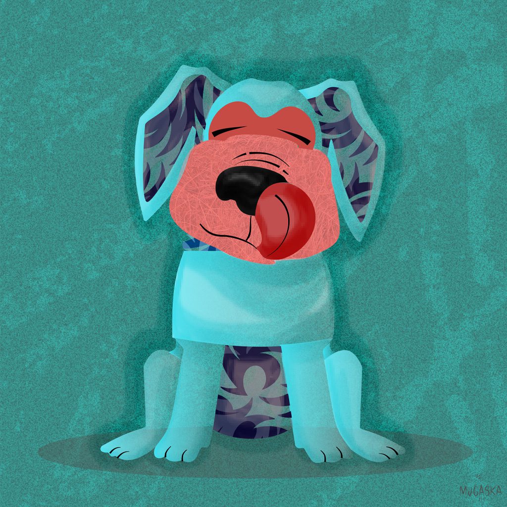 stylised colourful portrait of a puppy